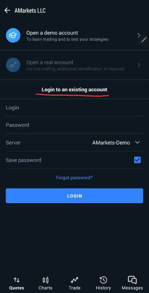 زینه Login to an existing account کلیک کنید و اطلاعات لاگین حساب خود را برای ورود وارد نمایید