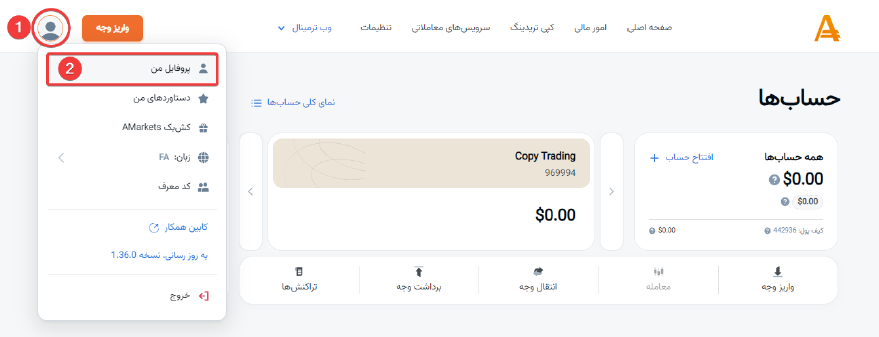 احراز هویت در بروکر آمارکتس